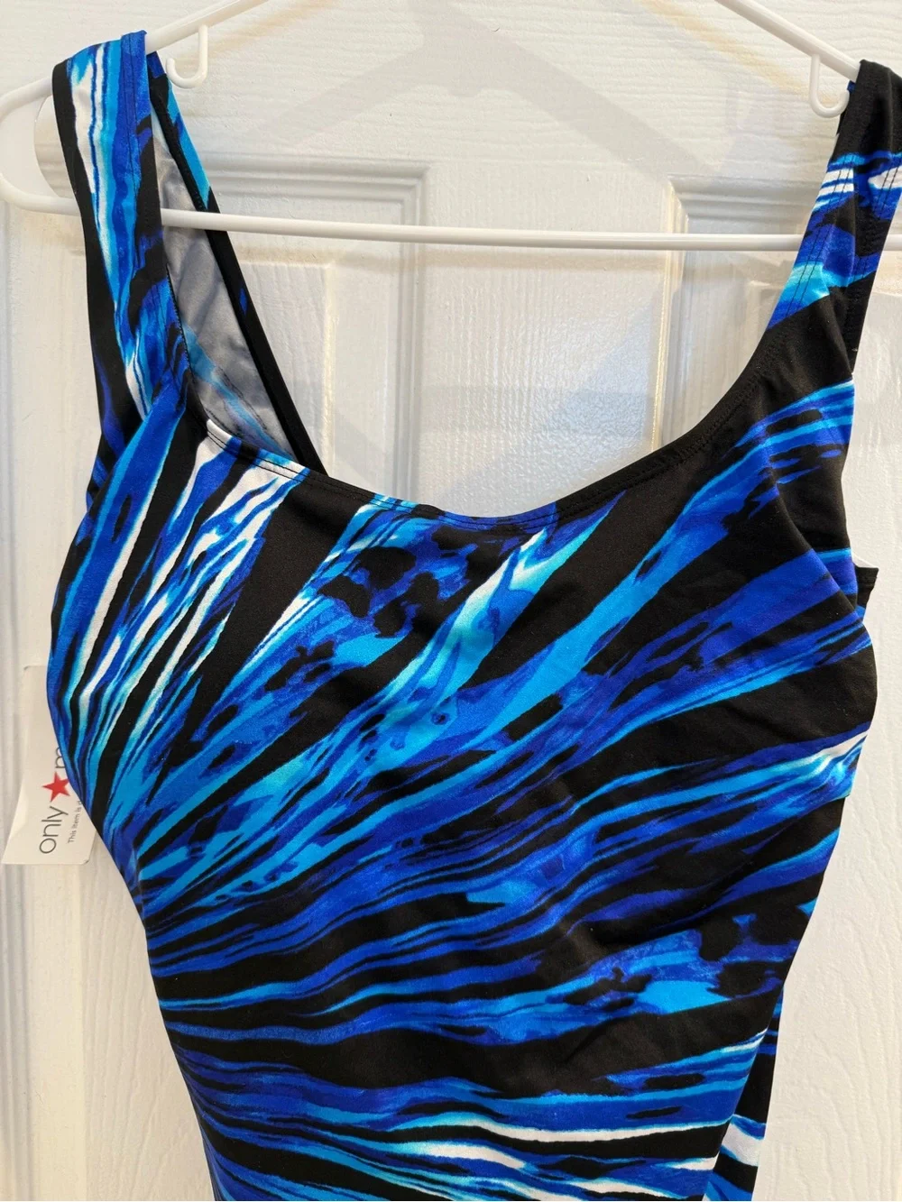 NWT Size 14 Swim Solutions Blue & Black Swirl One-Piece Swimsuit - Picture 2 of 6